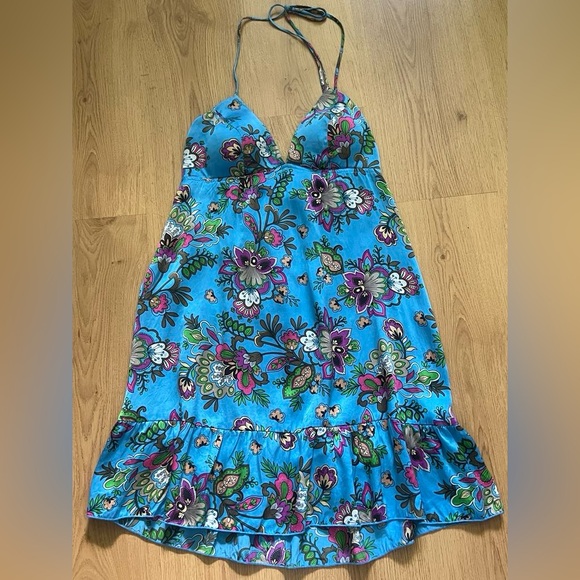 Blue Ruched Spaghetti Strap Sundress - Picture 4 of 5